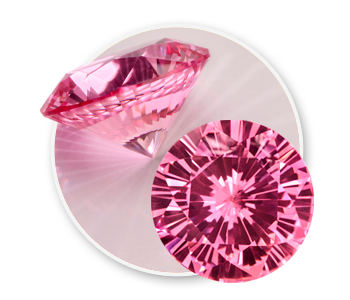 A pink tourmaline gemstone faceted in the Idaho Cut. The official state gem cut of Idaho.